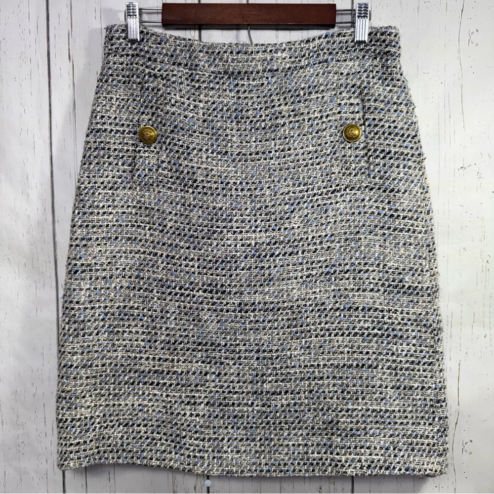 J.Crew Italian Fabric Tweed Skirt Size 8 Preppy Parisian Chic Academia Classic